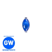 Drobna kryształowa łezka tytanowy ozdobny labret ciemny niebieski.