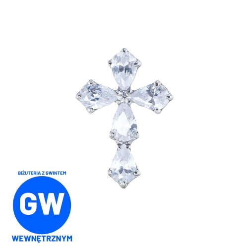 Krzyż kryształkowy wysadzany kryształami tytanowy ozdobny labret