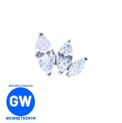 Kryształowe wzgórza trzy łezki - tytanowy labret, biżuteria do piercingu ucha - helix, flat, tragus, conch