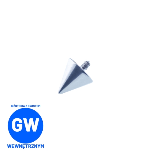 Tytanowy stożek kolec ćwiek do biżuterii z gwintem wewnętrznym.jpg