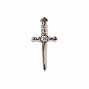 Sztylet z kryształem - tytanowy ozdobny labret. Kolczyk do piercingu stylizacji ucha. Biżuteria do przekłucia conch flat helix lobe