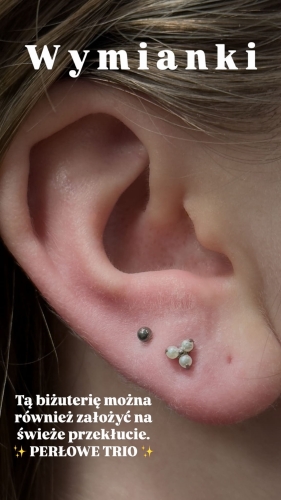 Trinity 3 perełki otaczające kuleczkę - tytanowy ozdobny labret