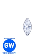 Drobna kryształowa łezka tytanowy ozdobny labret BIAŁA.jpg