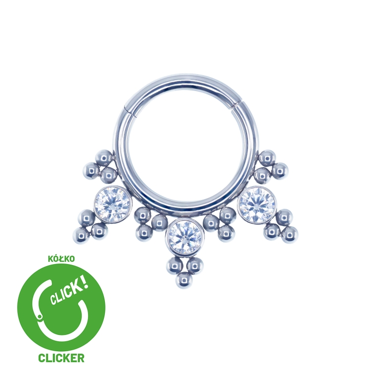 Clicker kółko z kryształami i kuleczkami tytan.jpg