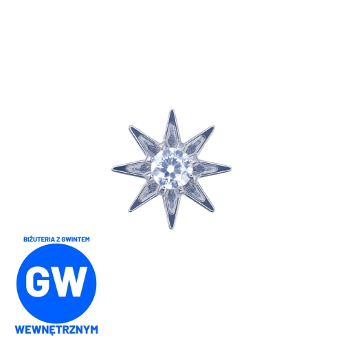 Błyszczącą kryształowa gwiazda tytanowy ozdobny labret L249.jpg