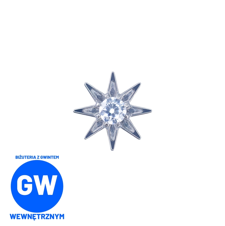 Błyszczącą kryształowa gwiazda tytanowy ozdobny labret L249.jpg