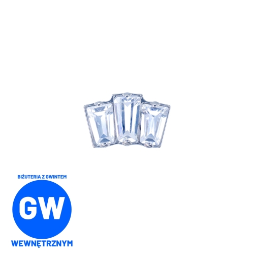 Tytanowy labret z trzema prostokątnymi kryształami L254.jpg