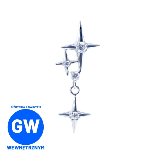 Tytanowy labret wiszące gwiazdy z cyrkoniami  L245.jpg