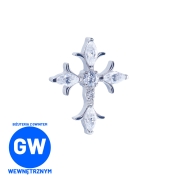 Kryształowy ozdobny krzyż tytanowy labret gotycki biżuteria