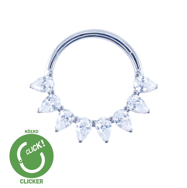 Tytanowy clicker kółko z 8 łezkami i cyrkoniami RF042.jpg