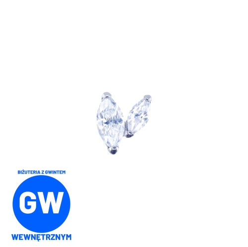 Ozdobny labret dwie drobne kryształowe łezki połączone L221.jpg
