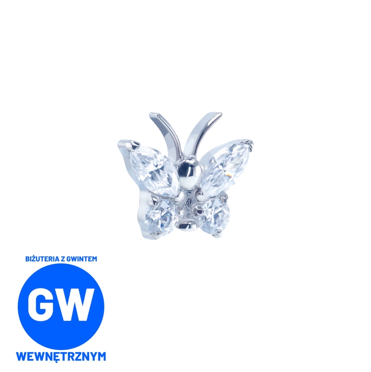 Kryształowy motyl motylek labret ozdobny