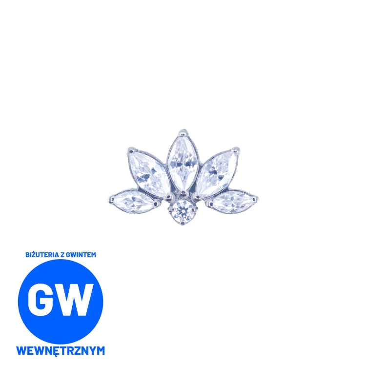 Kryształowy kwiat lotos labret ozdobny L208.jpg