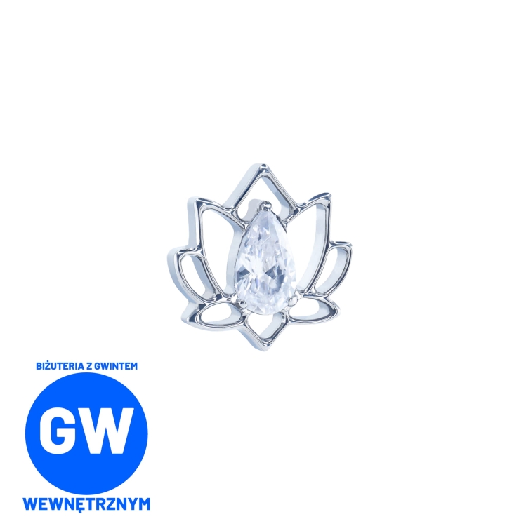 Lotos z kryształową łezką labret ozdobny L205 .jpg
