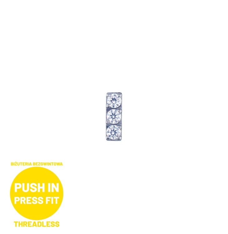 Trzy kryształki w prostokącie mały tytanowy ozdobny bezgwintowy labret PUSH IN.jpg