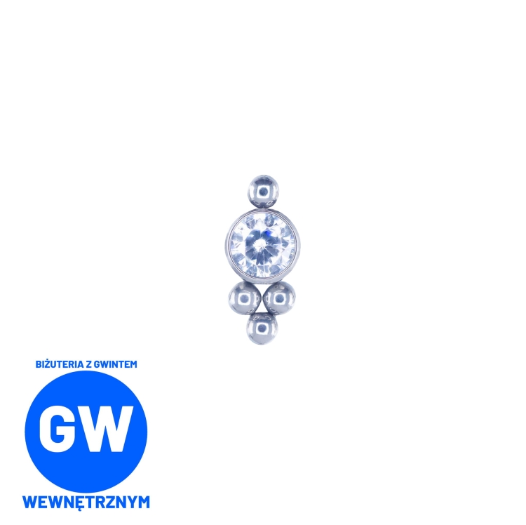 Okrągły kryształ z 4 kuleczkami - tytanowy ozdobny labret L250.jpg