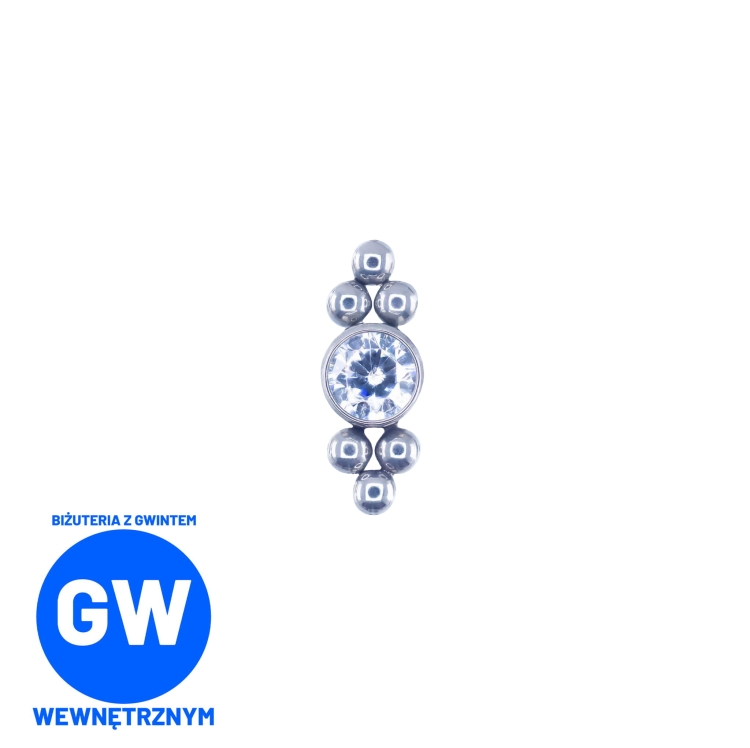 Tytanowy labret z 6 kulkami i centralną cyrkonią L251.jpg