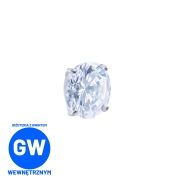 Biały kryształ w tytanowych szponach tytanowy ozdobny labret L069 .jpg