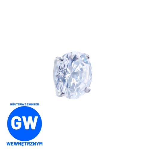 Biały kryształ w tytanowych szponach tytanowy ozdobny labret L069 .jpg