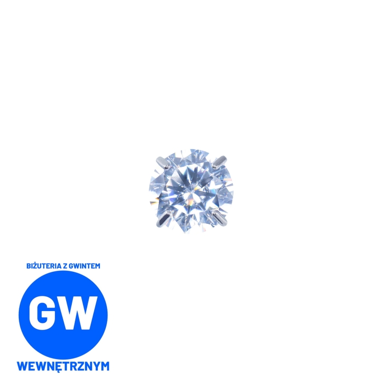 Biały kryształ w tytanowych szponach tytanowy ozdobny labret  3.jpg