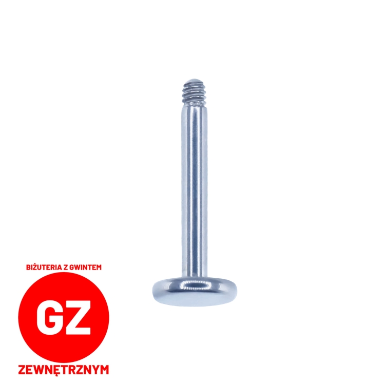 Tytanowy labret - pręt gwint zewnętrzny sztyft GZ