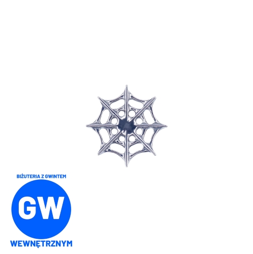 Pajęcza sieć tytanowy ozdobny labret pajęczyna halloween  L273.jpg.jpg