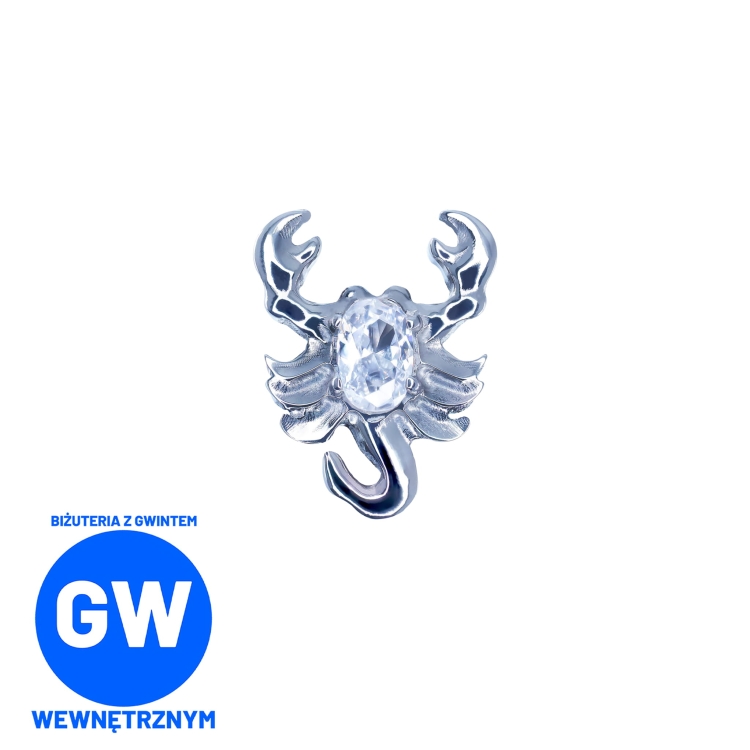 Skorpion z kryształkiem scorpio labret znak zodiaku L196.jpg