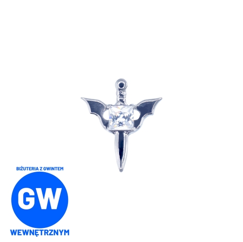 Sztylet z kryształem i skrzydłami nietoperza - tytanowy ozdobny labret.jpg