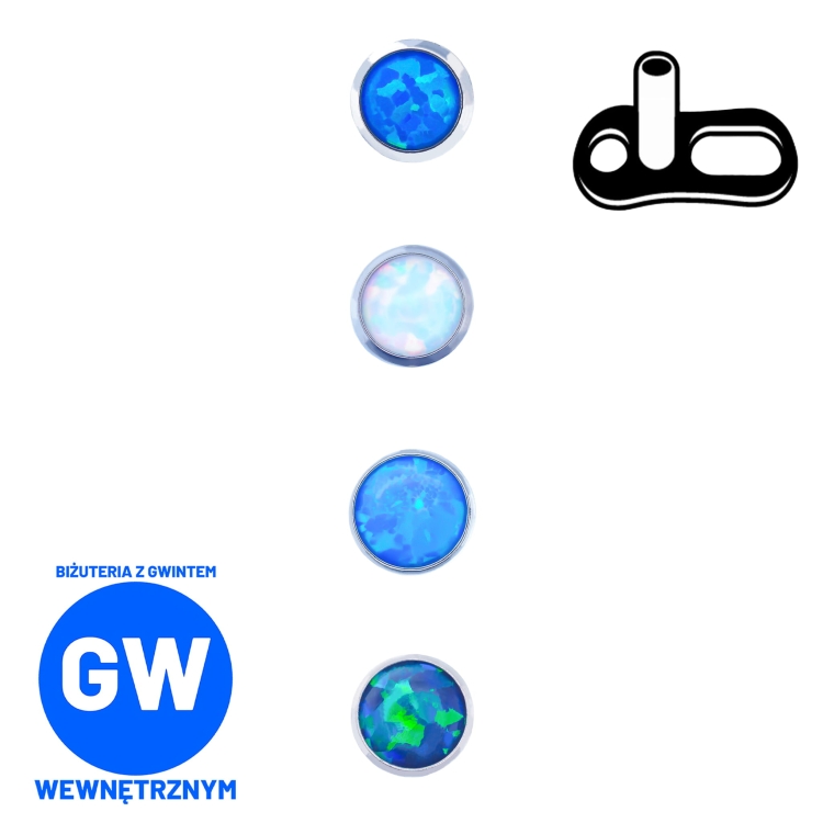 Opal do dermala w tytanowej oprawie nakrętka dysk gwint 1,6 mm 3 4 5 mm