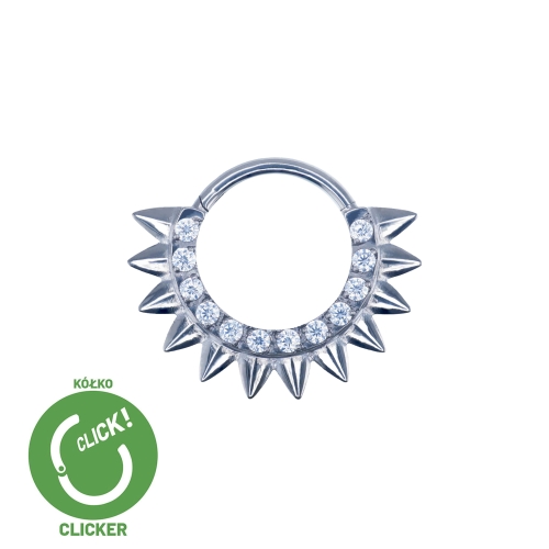 Tytanowy clicker z kolcami i kryształami do septum daith