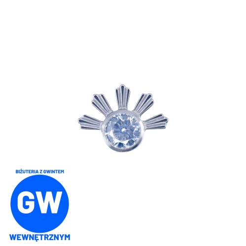 Cyrkonia otoczona promieniami - tytanowy ozdobny labret L261.jpg