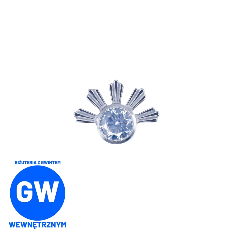 Cyrkonia otoczona promieniami - tytanowy ozdobny labret L261.jpg