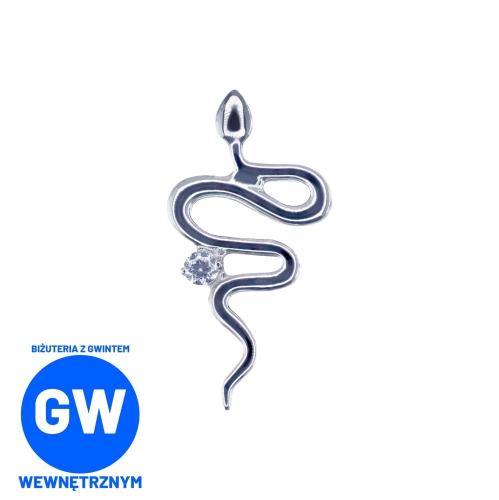 Tytanowy wąż z małą cyrkonią - tytanowy ozdobny labret L260.jpg