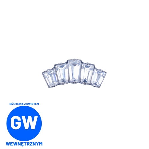 Cluster z 5 dużymi kryształami biżuteria kolczyk -idealny do concha tytanowy ozdobny labret. Kolczy do piercingu ucha - coch, flat, helix. Kryształowy łuk, korona.