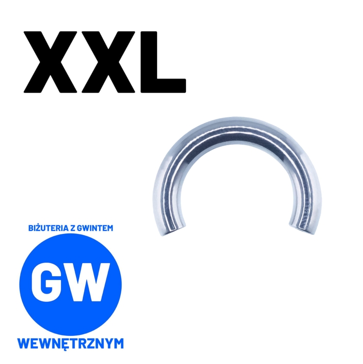 Tytanowa podkowa BIG SIZE - pręt gwint wewnętrzny biżuteria XXL DUŻE ROZMIARY