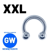 Tytanowa podkowa z kulkami - pręt gwint wewnętrzny biżuteria XXL DUŻE ROZMIARY BIG SIZE