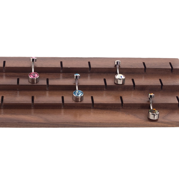 Drewniany solidny ekspozytor dla bananów, kolczyków do pępka navel piercing 1,6 mm - 20 miejsc.jpg