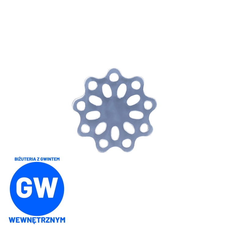 Płaska rozeta mandala - tytanowy ozdobny labret. Yoga medytacja kolczyk do piercingu stylizacji ucha.jpg