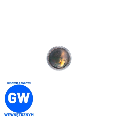 Agat mszysty - kamień płaski - tytanowy ozdobny labret. Kolczyk do piercingu stylizacji ucha. Biżuteria do przekłucia conch flat helix lobe