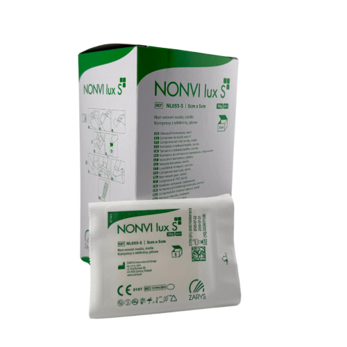 Kompres włókninowy jałowy bawełniany 5 cm x 5 cm NONVI lux S ZARYS 5 szt w jednym pakiecie