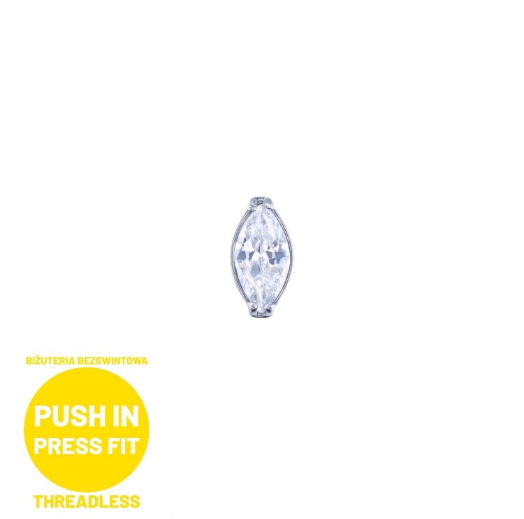 Drobna kryształowa łezka do prętów bezgwintowych PUSH IN BIAŁA.jpg