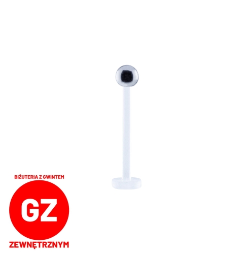 Labret z bioplastu plastikowy z TYTANOWĄ kulką - pręt gwint zewnętrzny bioplast.jpg
