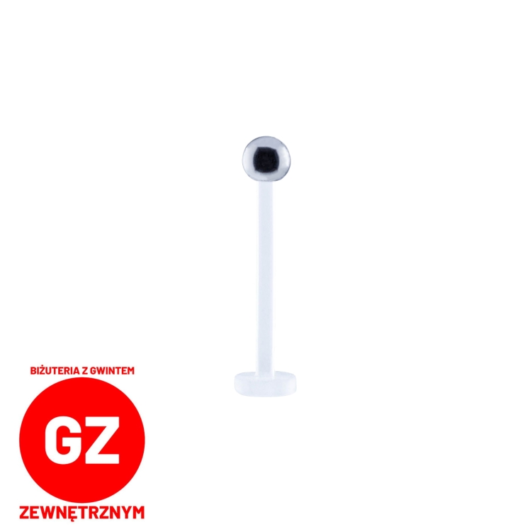 Labret z bioplastu plastikowy z TYTANOWĄ kulką - pręt gwint zewnętrzny bioplast.jpg