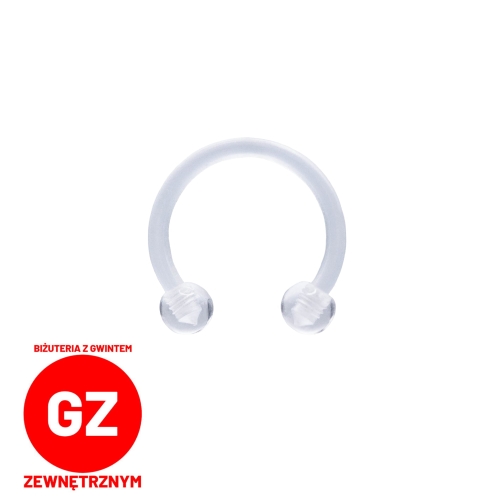 Podkowa z bioplastu plastikowa z akrylowymi plastikowymi kulkami - pręt gwint zewnętrzny bioplast plastik biżuteria pod rezonans kolczyk.jpg