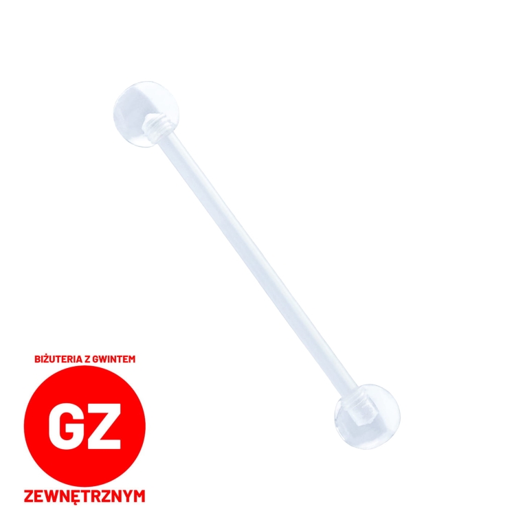 Sztanga z bioplastu plastikowa z akrylowymi plastikowymi kulkami - pręt gwint zewnętrzny bioplast plastik biżuteria pod rezonans kolczyk.jpg