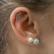 kolczyk liść kryształki