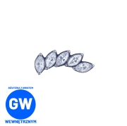 Cluster z białymi kryształowymi łezkami łuk - tytanowy ozdobny labret .jpg