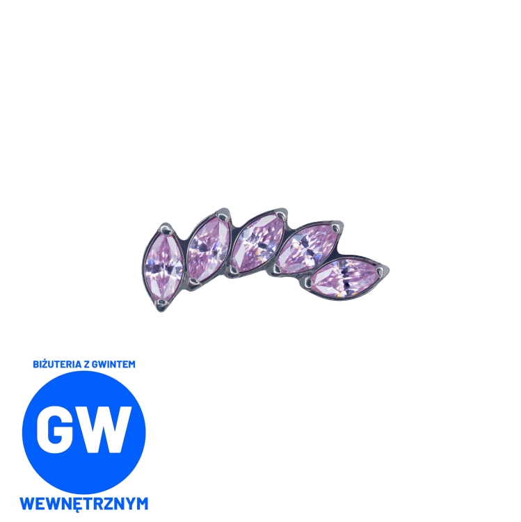 Cluster z różanymi kryształowymi łezkami łuk - tytanowy ozdobny labret .jpg