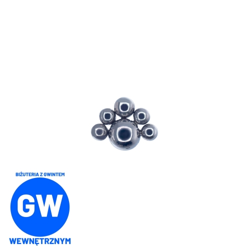 Piramida z kuleczek - tytanowy labret  L003.jpg