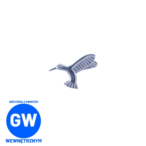 Koliberek tytanowy ozdobny labret koliber ptaszek złoty do piercingu ucha L016.jpg